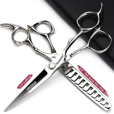 Професійний набір перукарських ножиць SHARONDS 6 дюймів: перукарські та господарські ножиці з нержавіючої сталі, великий набір (зубчасті леза) (2 шт.)