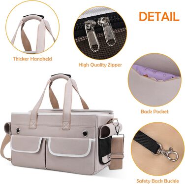 Транспортна переноска для котів та собак ALLSOPETS, складана, портативна, з м'якими кишенями, дихаюча, ідеальна для подорожей, кемпінгу, хаджінгу, (Хакі)