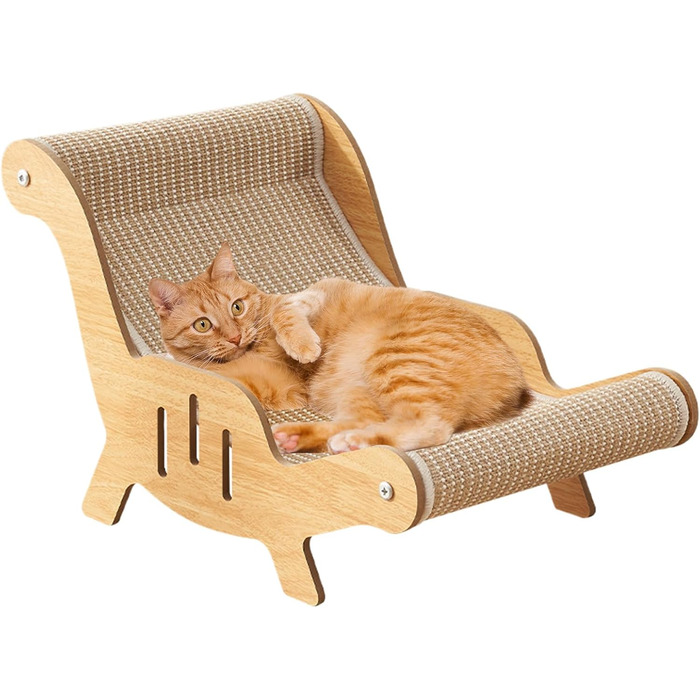 Крісло-лежанка для котів з сизалю, лежанка-крісло для дряпання котів, гамак для котів, кошик для котів, ліжко для котів, цуценят та дрібних тварин, 53x31x32 см