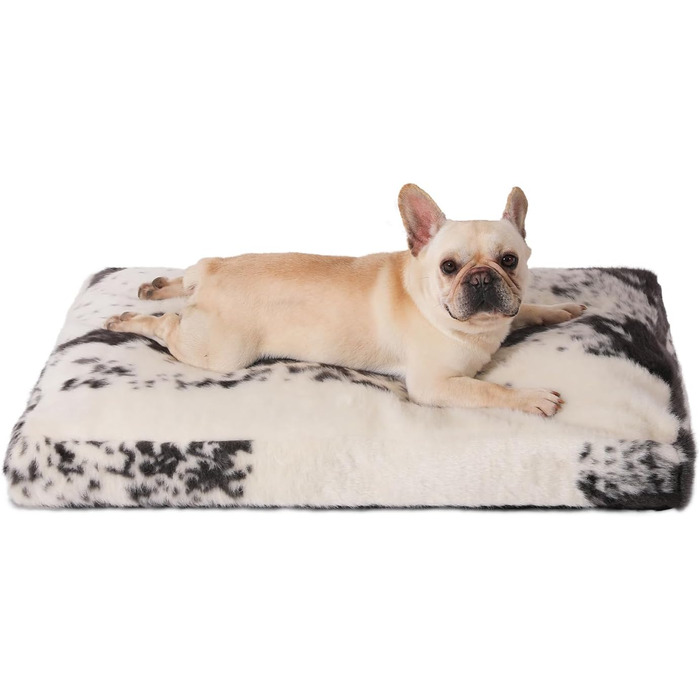 Водонепроникне собаче ліжко Bedfolks знімним, пральним чохлом, м'яким штучним хутром для великих собак, зручне ліжко-будка, 88,9 x 58,4 см, темно-сірий колір (Medium, чорна та біла шкіра)