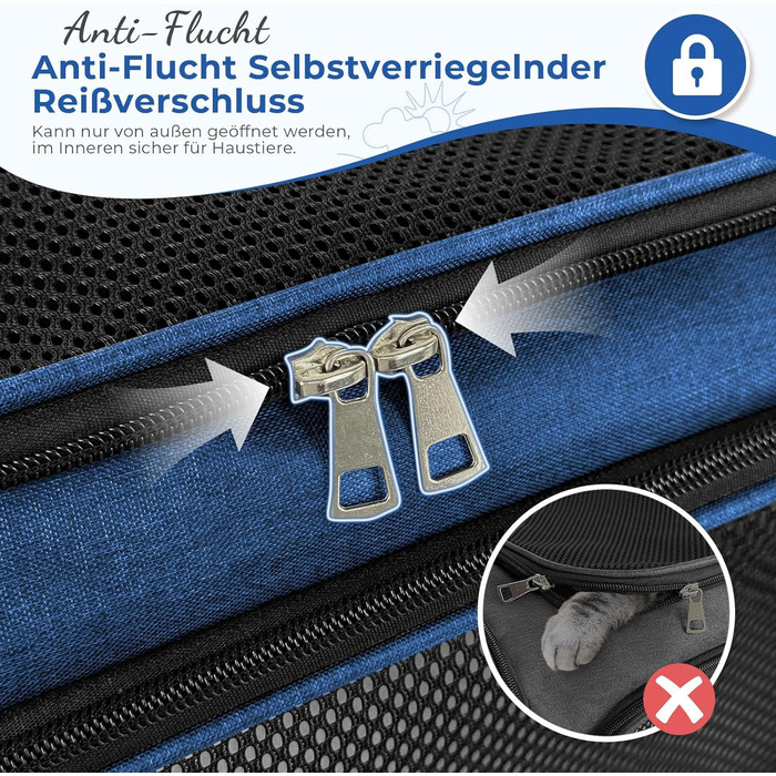 Транспортна сумка для кота та собаки до 5 кг, складана, з плечовим ременем, 50 x 34 x 34 см, темно-синій