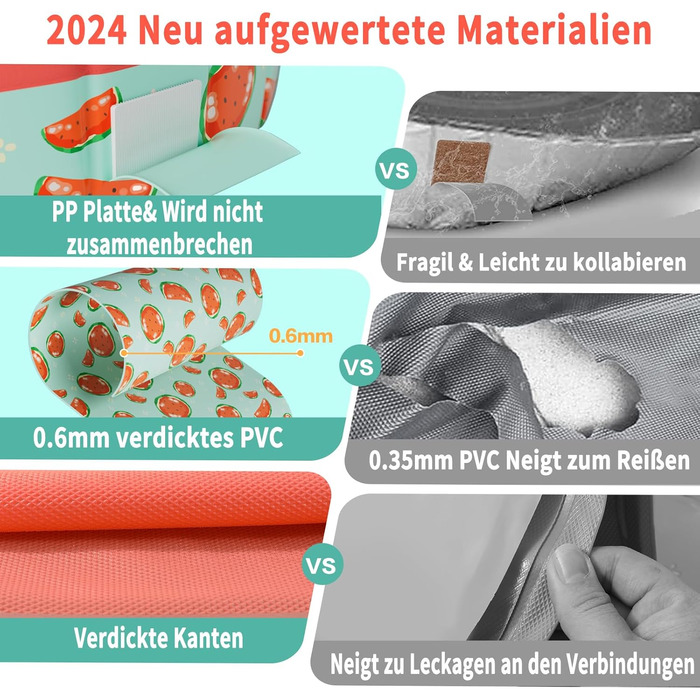 Надувний басейн для собак великих та маленьких порід, 80/120/160 см, складаний, портативний, екологічний PVC, (S:80x20 см, кавун)