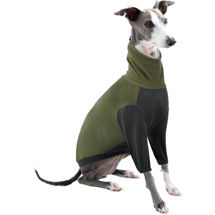 Теплий флісовий светр з високим коміром для грейхаундів, костюм, куртка, одяг для гальго, зимовий комбінезон, комфортний стиль для грейхаундів (Хакі, L)