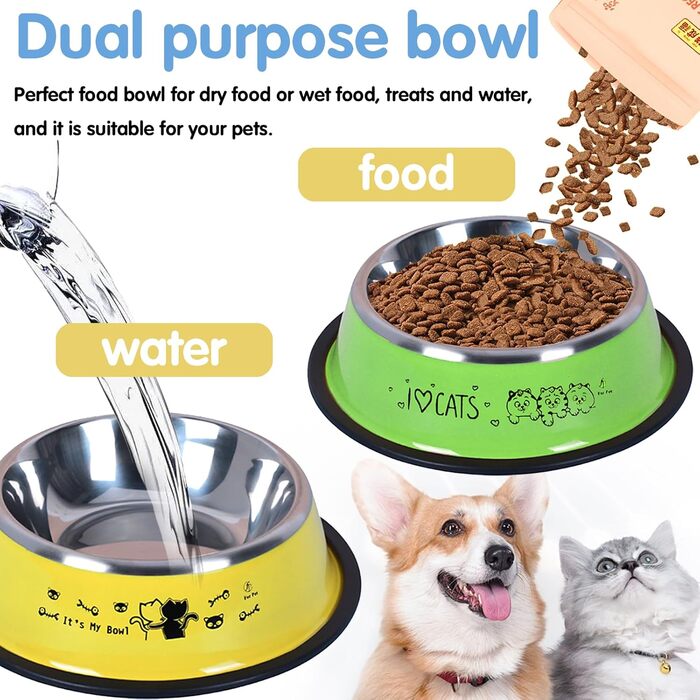 Набір мисок для котів Katzennäpfe: 4 шт. з нержавіючої сталі, протиковзкі, для води та корму, підходить для котів та цуценят