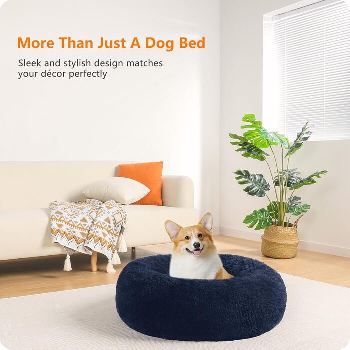 Ортопедичне ліжко для собак, кругле, м'яке, для котів та собак, 70 см, Navyblau (темно-синій)