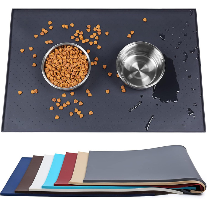Підкладка під миску для собак та котів VIVAGLORY Grippymat, силіконова, чорна, 60x40 см