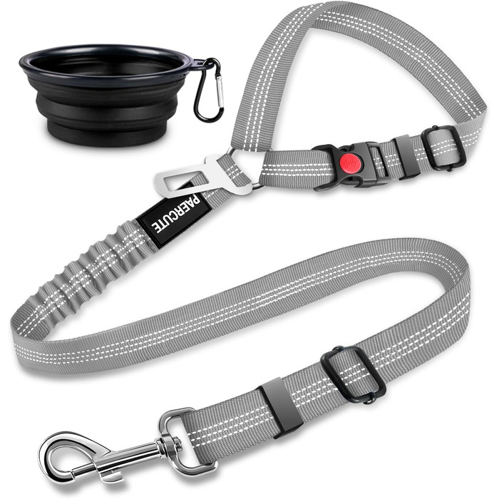 Набір з 2 шт. авторемнів безпеки для собак - регульований кріплення для тварин на голову авто - міцний, еластичний, довговічний, сірий