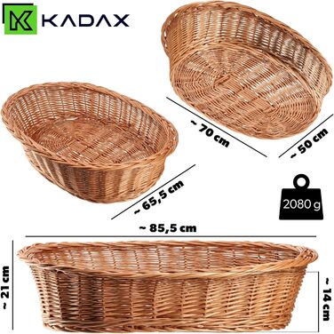 KADAX Лежак для собак і котів з лози, натуральний кошик для домашніх тварин, ліжко для собак і котів, розмір 20x85x67 см