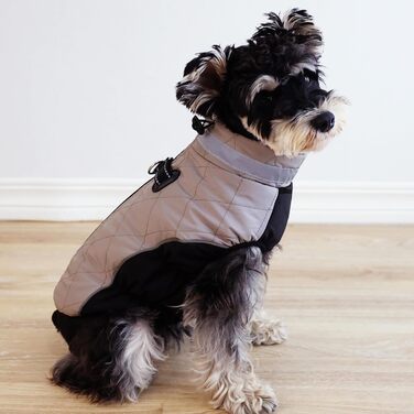 Водонепроникний зимовий одяг для собак Fadcaer: тепла куртка з флісовою підкладкою, світловідбивачі, для холодної погоди, з блискавкою, сірий, розмір Small