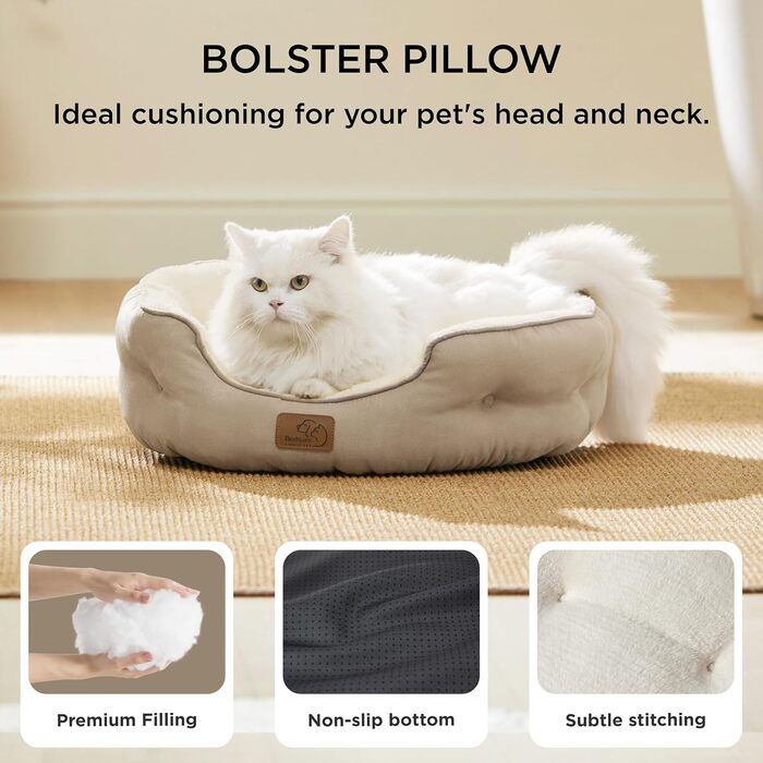 Кішечка ліжко BEDSURE для котів та маленьких собак, 51x48x15 см, з двостороннім внутрішнім подушкою, миється