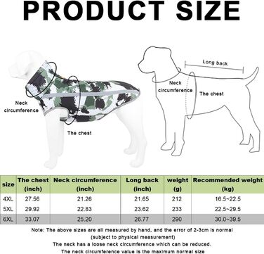 Водонепроникний теплий зимовий одяг для собак 6XL. Куртка для собак, жилет для собачого спорту, одяг для домашніх тварин з отвором для шлейки, світловідбиваючими смугами. Вітронепроникний костюм для собак середнього розміру. Білий, чорний колір.