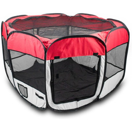 BITUXX® Вольєр для цуценят, вольєр для тварин, переносний вольєр-клітка, кутовий, складаний (зелений, червоний)