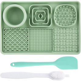 Килимок для собак та котів з силікону Slow Feeder з присосками, для зняття тривоги, для наповнення йогуртом/арахісовою пастою, легко миється, зелений, 30x20 см