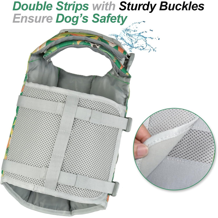 Жилет рятувальний для собак VIVAGLORY з підйомником спереду, світловідбиваючими вставками та додатковою підкладкою для плавання та катання на човні