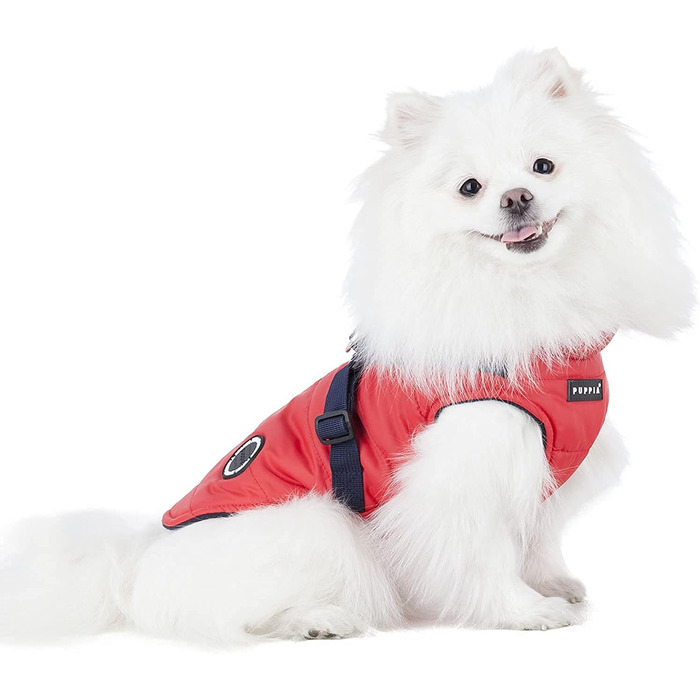 Водонепроникний теплий зимовий одяг для собак Пуппія - червоний, розмір M, з нашийником