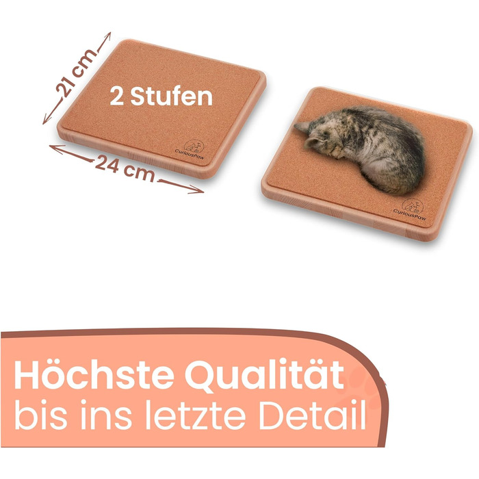 Кліматична стіна для котів Curious Paw з гамаком - великі сходи з буку (виготовлено в Німеччині), 2 сходи та гамак