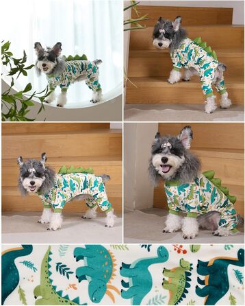 Піжама для собак CuteBone з динозавром, тепла та м'яка, для маленьких собак, теплий одяг для холодної погоди, COP01-DE (XS, Dinos#5)