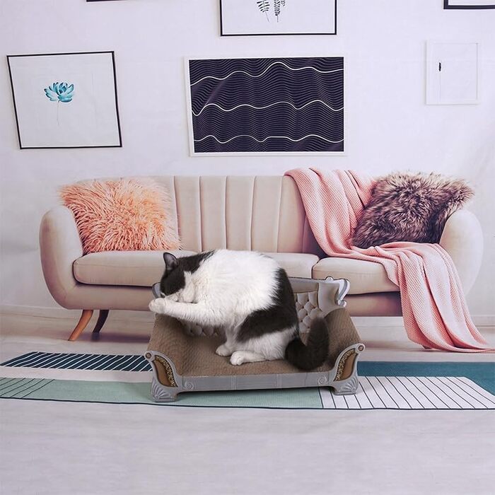 Драбина-кіготь для котів з картону, форма дивана - кіготь для котів, іграшка для котів, проста збірка, 52 x 23 x 22 см