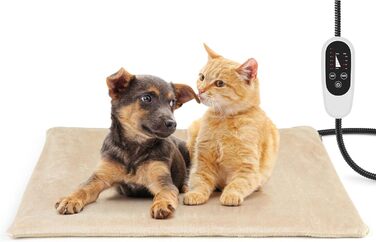 Електричний нагрівальний килимок NICREW для котів та собак 40x45 см, з захистом від кусання, бежевий, 30 Вт, регульована температура