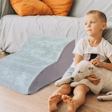 Сходинки для собак Galatée: 2-ярусні, з антиковзким покриттям, з м'якого пінополіуретану, для ліжка, дивана та авто, знімний чохол (сірий)