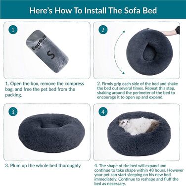 М'яке кругле ліжко для собак та котів Lukery з плюшу, зручне доунат-ліжко, ліжко з плюшу для маленьких, середніх та великих тварин (110см, шкіра рожева)