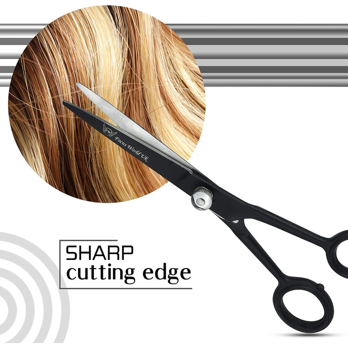 Професійні ножиці для перукарів Focus World 6.5 дюймів - японська сталь, чорний колір, для чоловіків та жінок