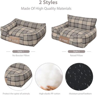 Ортопедичне ліжко для собак PETCUTE, сіре - зручне та миється, з підголовником