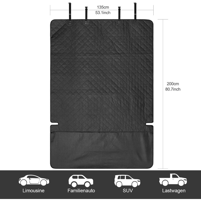 Водонепроникний захист для багажника автомобіля ANOSOSPECIAL: універсальний килимок для собак, захист від бруду та подряпин, чорний