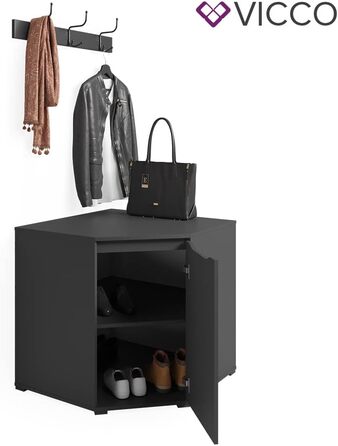 Комод Vicco Ruben з дверцятами, антрацит, 78x77,6 см, шафа для зберігання