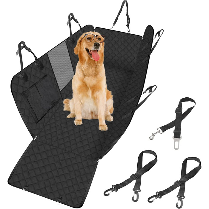 Захист для автосидіння собаки Sosayet - 4-в-1: бокові захисти, вікно, ремінь безпеки. Водостійкий, антиковзний, стійкий до подряпин. 137 x 147 см, підходить для легкових автомобілів, SUV та мінівенів