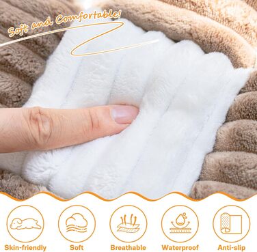 Незсувний авточохол для собак, килимок для домашніх тварин на заднє сидіння, водонепроникний та стійкий до подряпин килимок для подорожей, м'який захист для автомобілів, вантажівок та позашляховиків (63 x 138 см), в клітинку, темно-коричневий