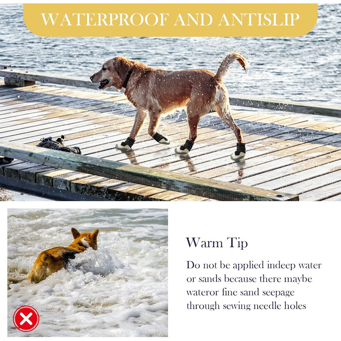 Чоботи для собак, 4 шт. Дихаючі чоботи для собак з світловідбиваючими ременями, мікрофібра, шкіра, гума, рифлена підошва, захист лап собак (1#), ширина розміру 1: 3,2-3,7 см