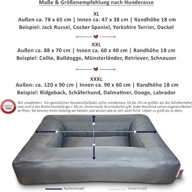 Ліжко для собак Tante Hilde Düne XXL 88x70 см, сіре, міцне, знімний чохол, для середніх порід (бігль, французький бульдог)