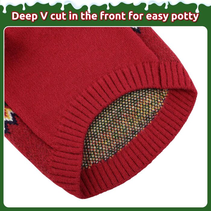 Теплий святковий пуловер для собак на Новий Рік: теплий, м'який, для малих та середніх порід, ідеальний для котів та собак, червоний, розмір M (44см)