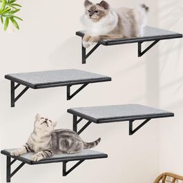 Настінні полиці для котів 4 шт. Purrfect – дерев'яні меблі з кігтеточкою, спальнею та ігровою зоною, чорні, для великих котів