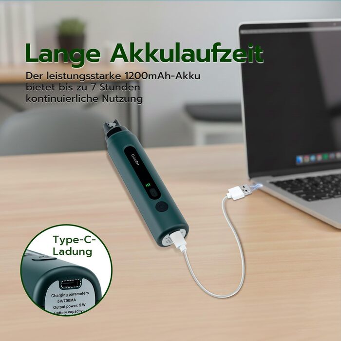 Машинка для стрижки кігтів для собак та котів Krallenschleifer з LED підсвіткою, 5 режимів, тиха (45 дБ)