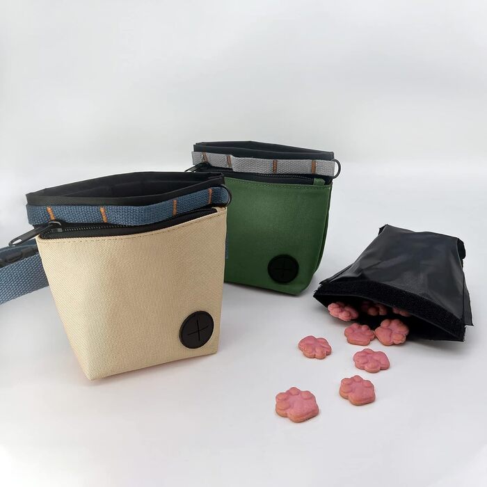 Сумка для ласощів для собак з клікером для дресирування, набір для дресирування собак, магнітна застібка, навчання без рук (Хакі)