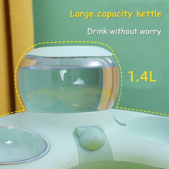 Миска для котів з диспенсером води, миски для котів, піднята годівниця для котів, станція для годування котів, диспенсер для води для котів великої ємності, неслизька миска для котів (зелена)