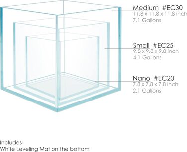 HIRO Aquatics Cube безрамковий акваріум з ультрапрозорого скла, 5 мм, з білим вирівнювальним килимком, опція кришки