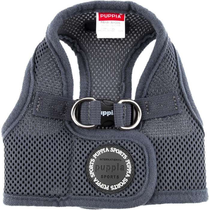 Шлейка для собак Puppia для малих та середніх порід - м'яка жилетка в багатьох кольорах. Можна використовувати як шлейку для цуценят. Антиріз шлейка для собак, сіра, розмір M, сірий колір
