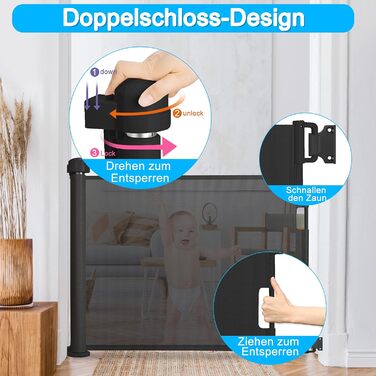 Захист для воріт Naizy Rollo 0-150см: сітка для собак, захист від дітей, ролетний тип, чорний 150см