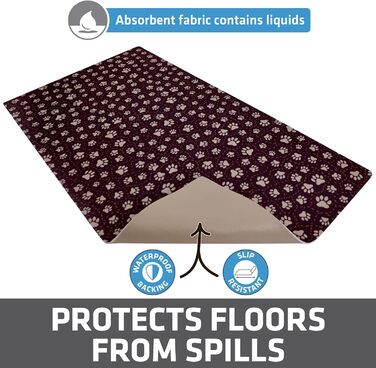 Підкладка для собак та котів Drymate, вбираючий матеріал, водонепроникна основа, антиковзаюча, для прання в машині, міцна, 30,5 x 50,8 см, кольори: Індійське літо Туркіс, Paw Path Tan