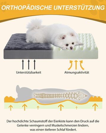 Ортопедичний лежак для собак, лежанка-кінець для собак середніх порід, водовідштовхувальний килимок з штучної шкіри, внутрішній/зовнішній килимок для собак, кошик для собак, матрац для собак, 88x55x7 см, темно-сірий