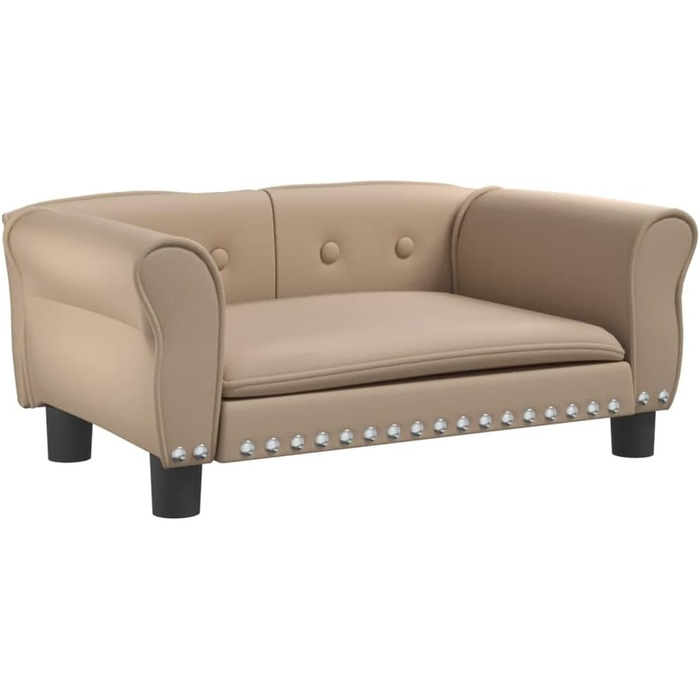 Софа для собак Festnight, ліжко для маленьких собак та котів, м'яке ліжко для домашніх тварин з штучної шкіри, 70x45x30 см (Капучино)