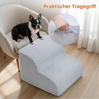 Сходинки для собак KSIIA, 3 ступені, 40 см, сірі. Сходи для собак та котів до ліжка, дивану, машини. Розмір 40x57x40 см