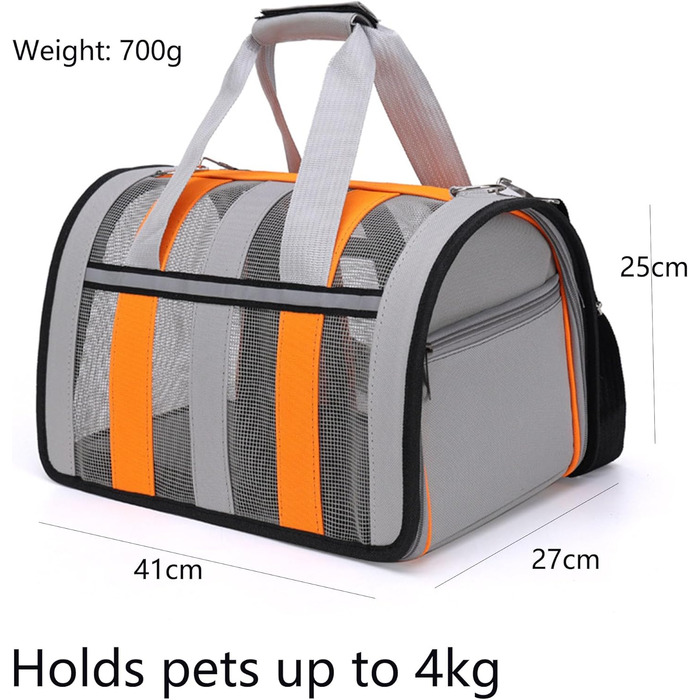 Транспортна сумка для кота/собаки MZSX, блакитна, до 4 кг, з дихаючою сіткою та світловідбиваючими смугами