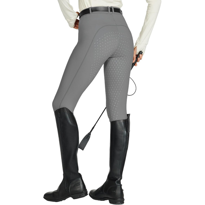 Легінси для верхової їзди WILLIT Daen з силіконовим покриттям, висока талія, кишеня на блискавці, сірі (M)
