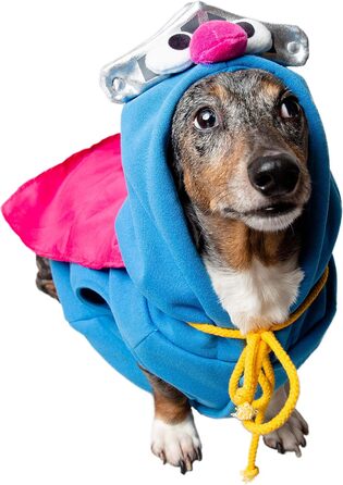Костюм для собак Super Grover від Pet Krewe – ідеальний для маленьких, середніх, великих та екстра-великих собак. Підходить для Хелловіну, вечірок, фотосесій та як подарунок для собаколюбів