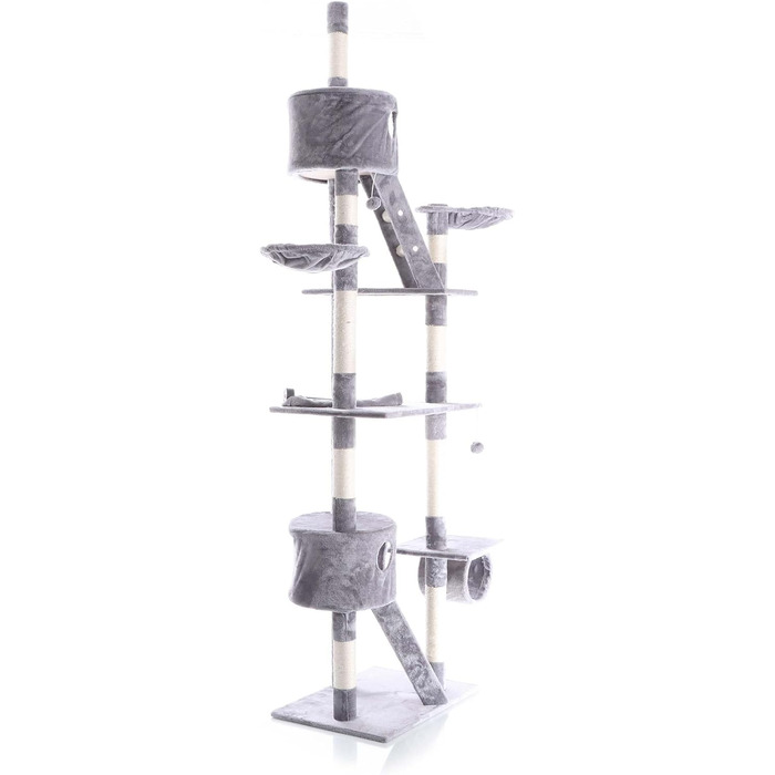 Котячий дряпак Wiltec 240-260 см, сірий, стельовий, з сизалем і гамаком