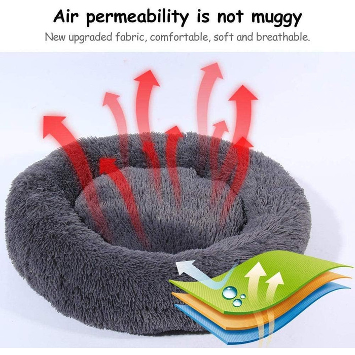 Розкішне собаче ліжко з піднятим бортиком, подушка для домашніх тварин зі знімним чохлом, для собак маленьких, середніх та великих порід, розмір L (S-50см, темно-сірий)